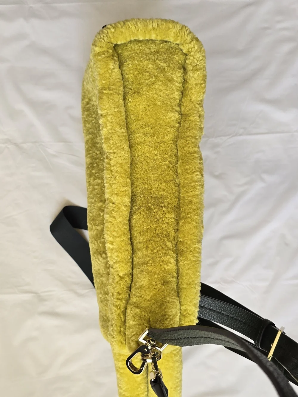 kate spade Yellow Faux-Shearling Tote with Black Straps